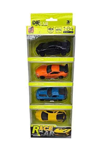 JPT Set de mașini de curse metalice 1:64, pachet de 4, funcție de tragere înapoi