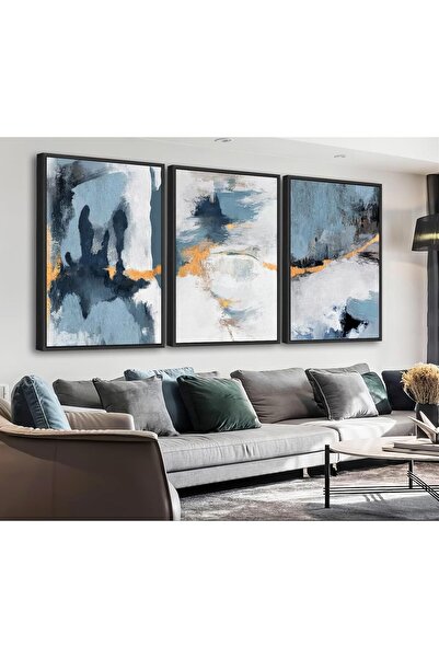 ALAYRA International مجموعة من 3 لوحات فنية تجريدية بسيطة على قماش، مقاس 40 ×...