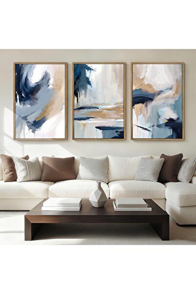 ALAYRA International مجموعة من 3 لوحات فنية تجريدية بسيطة على قماش، مقاس 40 ×...