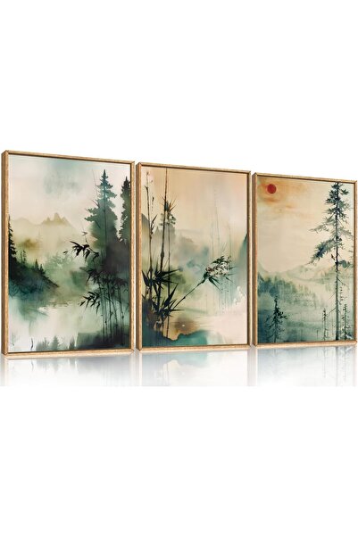 ALAYRA International مجموعة من 3 لوحات فنية تجريدية بسيطة على قماش، مقاس 30×4...