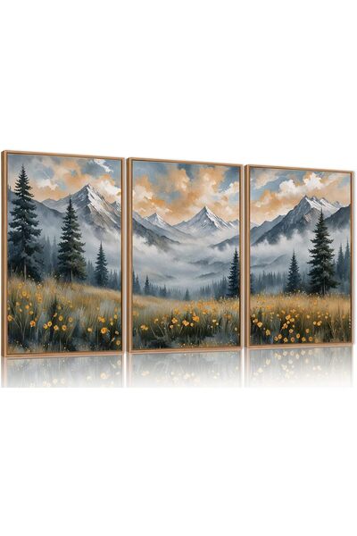 ALAYRA International مجموعة من 3 لوحات فنية تجريدية بسيطة على قماش، مقاس 30×4...