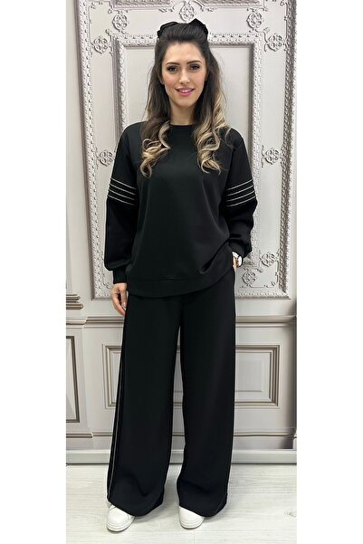 styleFlex Tracksuit with Gold String Inserts in Elastic Viscose