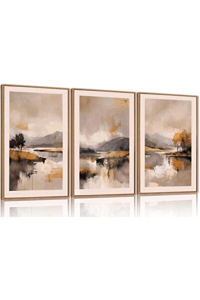 ALAYRA International مجموعة من 3 لوحات فنية تجريدية بسيطة على قماش، مقاس 30×4...