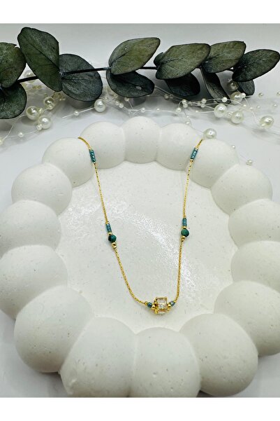 stainless steell 316L Çelik Gold Renk Renkli Boncuklu Zirkon Taşlı Minimal Şı...