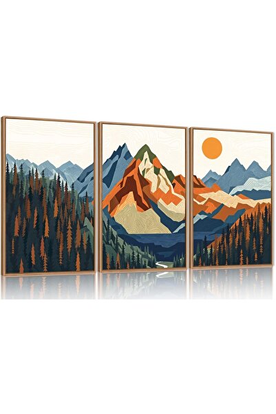 ALAYRA International مجموعة من 3 لوحات فنية تجريدية بسيطة على قماش، مقاس 30×4...