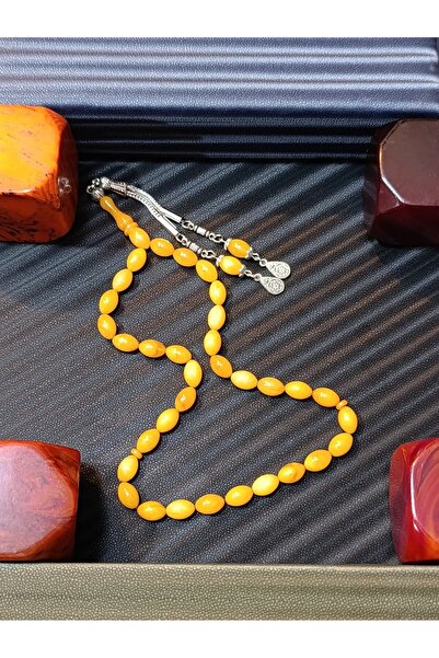 Anemore Collection سبحة كهرمان سيكما باللون الأصفر