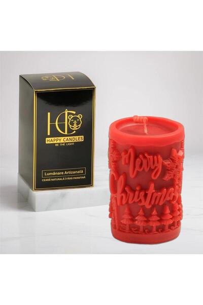 Happy Candles Beeswax candle, Christmas greeting, Christmas