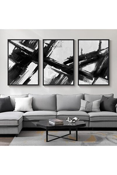 ALAYRA International مجموعة من 3 لوحات فنية تجريدية بسيطة على قماش، مقاس 30×4...