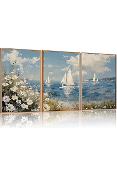 ALAYRA International مجموعة من 3 لوحات فنية تجريدية بسيطة على قماش، مقاس 30×4...