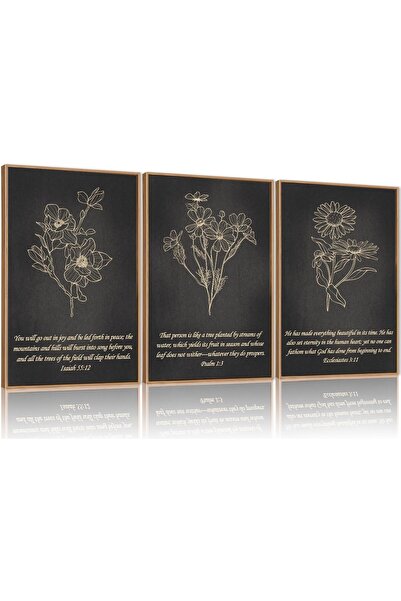 ALAYRA International مجموعة من 3 لوحات فنية تجريدية بسيطة على قماش، مقاس 40 ×...