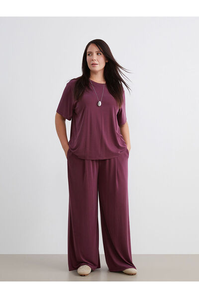 LC Waikiki Burgundy Plus Size Modal Blend Women's Sweatpants