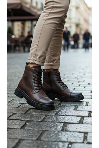 Famele's Women's Makras 100% Genuine Leather Fur Lining Daily Boots