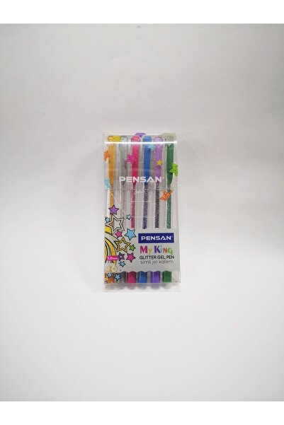 Pensan Simli Jel Kalem Seti 6 Renk – Tam Boy, Parlak Glitter Defter Süsleme, ...