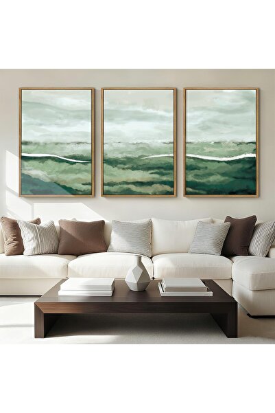 ALAYRA International مجموعة من 3 لوحات فنية تجريدية بسيطة على قماش، مقاس 30×4...