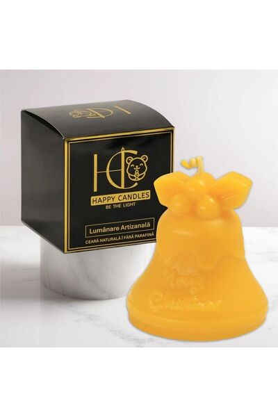 Happy Candles Beeswax candle, Merry Christmas bell