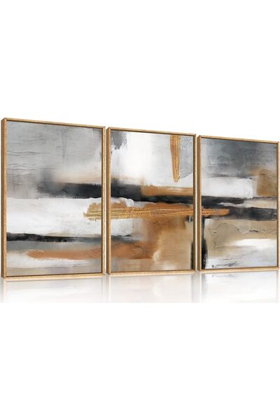 ALAYRA International مجموعة من 3 لوحات فنية تجريدية بسيطة على قماش، مقاس 30×4...