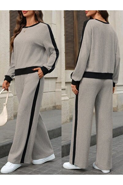 Kokosh moda Set de două piese pentru femei cu mâneci lungi guler rotund cu că...