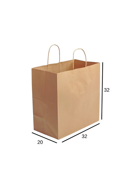 NB ENDÜSTRİYEL 32X20X32 BURGU SAPLI KRAFT POŞET ÇANTA (25 ADET)