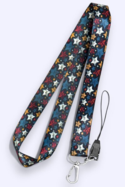 MİLLENEX Renkli Yıldızlar Telefon Askı Yaka Kartı Boyun Askısı Askı İpi Boyun...