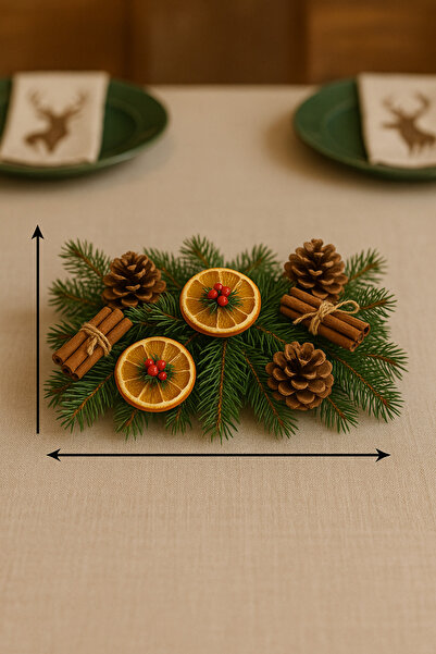 Marrone زينة طاولة عيد الميلاد بطول 30 سم تشمل فروع الصنوبر الحية