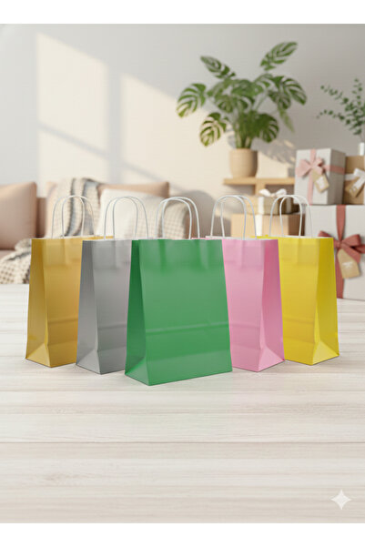 Ta-Fu Global 18x8x24 Renkli-Beyaz SAP Karton Çanta 25 Li Karışık Renk