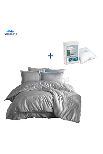 SLEEPLAN بكج مفرش فندقي لون رمادي مع طقم عازل مخدة