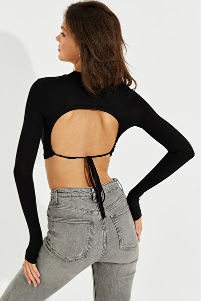 Be Best Women's Black Backless Crop Blouse Be248