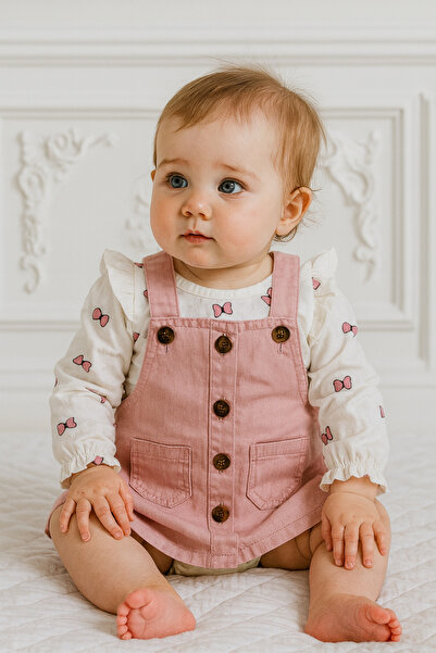 AKİ MODA KİDS Baby Girl Salopet Skirt Shirt Suit Set