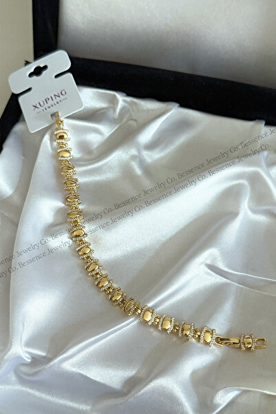 BESSENCE JEWELRY CO. Xuping 14K Gold VIP Golden Balance Zirkon Taşlı Çelik Bi...