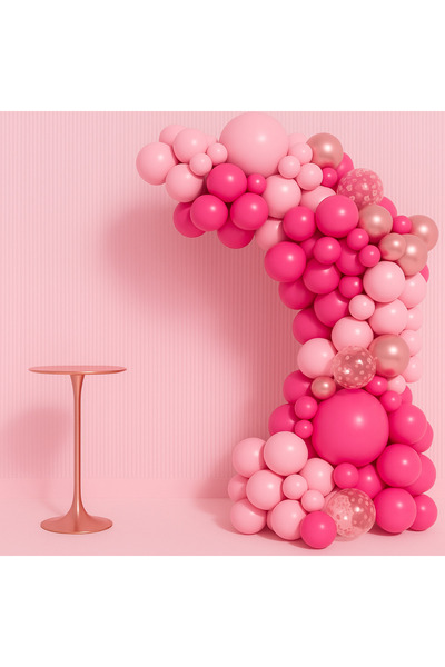 Balonsan مجموعة بالونات 100 قطعة (فوشيا-وردي-كروم ذهبي وردي)