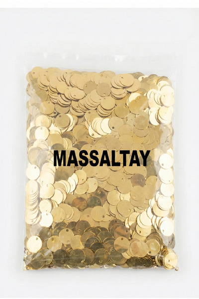 Massaltay Paiete aurii 20 mm rotunde 50 grame – Paiete decorative, material p...