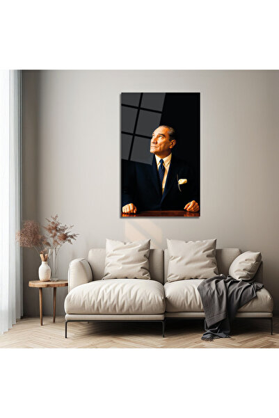 B&G DESIGN Portretul Mustafa Kemal Atatürk, pictură decorativă pe sticlă, art...