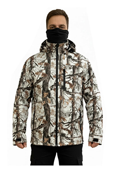 Mysia Outdoor BEYAZ ORMAN SHELL MONT AVCI SAZ KAR DESEN ÇİFT KAT POLARLI