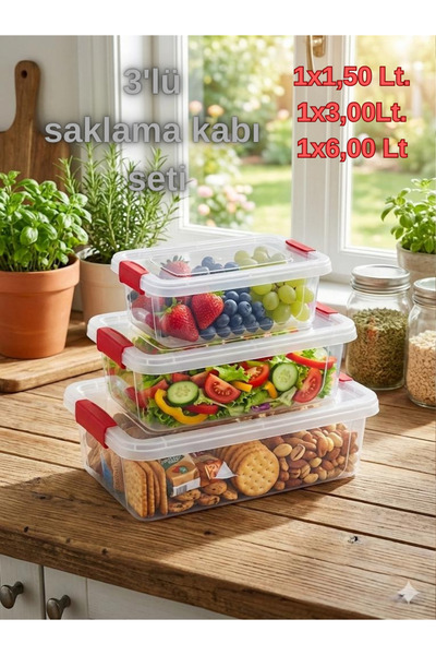 Leila 3-Piece Rectangular Leak-Proof Food Storage Container Set with Lids Multi-Purpose