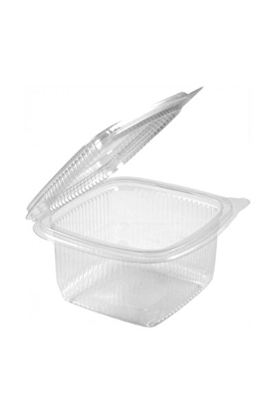 LYOBEST Set of 100 Transparent PET Containers with Attached Lid, 375 ml