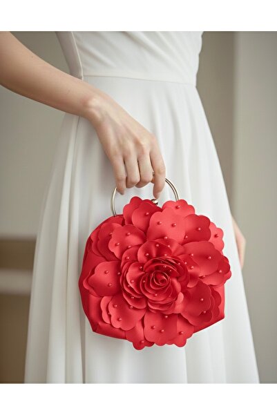 GUSTELLO Pearl Embellished Large Floral Design Evening Bag / Special Occasion...