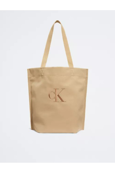 Calvin Klein Stencil Logo Pinched Tote Bag - Nightshade/Beige