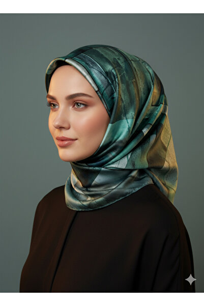 Levidor 90x90 İpek Görünümlü Zümrüt Yeşili Eşarp – Kaymayan Twill Şık Tasarım