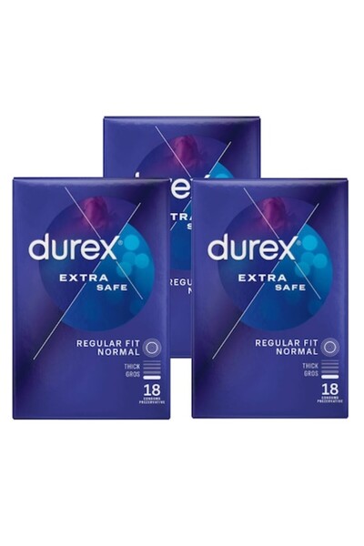 Durex Pachet de prezervative Extra Sigure 3x18, 54 bucăți