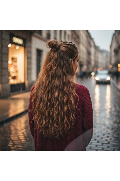 Zeysum 3’lü Set - Açık Kumral Dalgalı Yarımay Çıt Çıtlı Saç + 2 Yan Ekstra Ka...