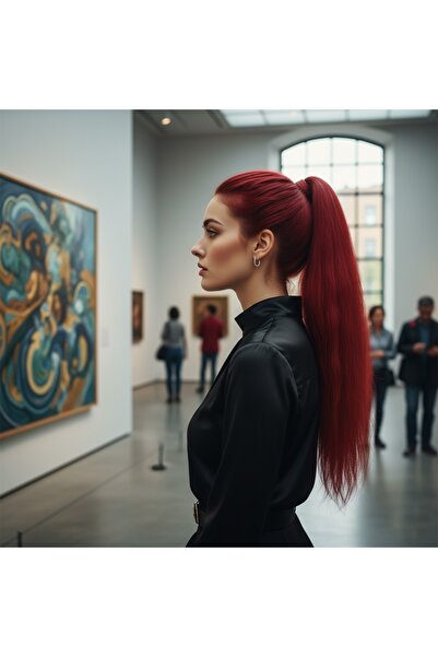 Zeysum Kızıl Lastik Tokalı At Kuyruğu Düz Saç Postiş 70 Cm 150 gr Isıya Dayan...