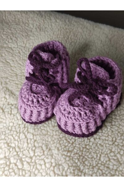 waimai El Örgüsü Kahverengi Unisex Bebek Patiği - 0-12 Ay