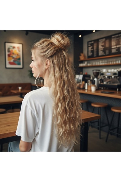 Zeysum Beyaz Platin Röfleli Dalgalı Çıt Çıtlı Saç 8 Parça Ekstra Kabarık Yoğu...