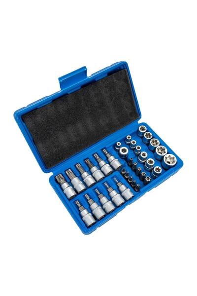 Hırdavat 5529 3/8 "-1/4" مجموعة مفاتيح ربط توركس داخلية وخارجية 34 قطعة