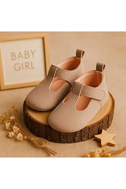 krm kerem bebe Cırtlı Düz Model Bebek Ayakkabısı