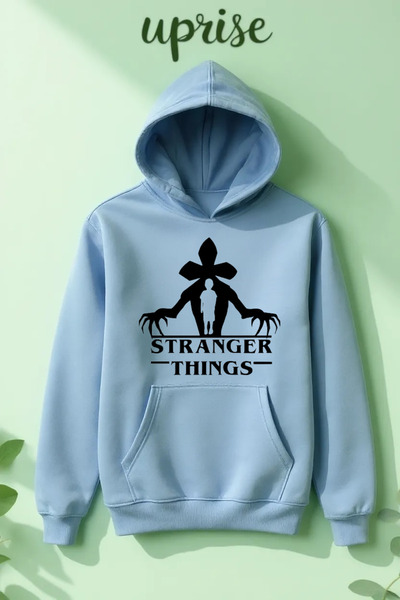 Vordevia Hanorac Stranger Things Hawkins cu imprimeu din bumbac cu supradimen...