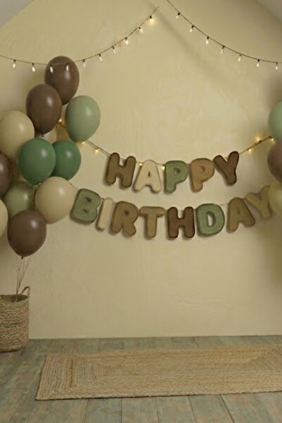 Baloncu Nene مجموعة بالونات بعبارة عيد ميلاد سعيد باللون البني والأخضر، بالون...