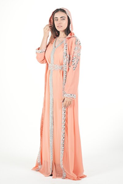 al bent al sharqieh Belted embroidered kaftan dress