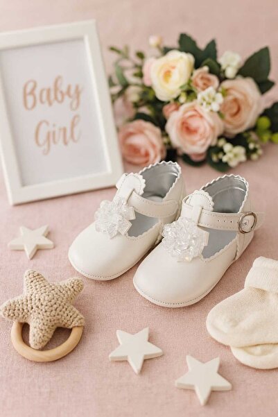 krm kerem bebe Baby Girl Shoes with Stone Side Buckle