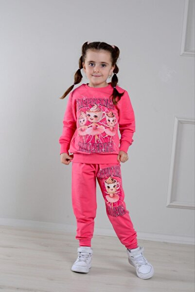 Yağmur Giyim طقم رياضي بناتي من القطن 100% بنمط كابوتشينا بخيطين من PJK2İ، لل...